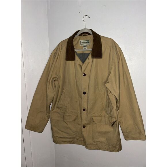 Other - L.L.Bean Classic Barn‎ Coat Khaki Cotton Canvas Corduroy Collar Field Jacket
